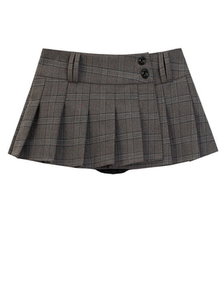 Plaid Pleated Short Skirt