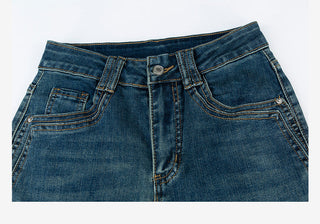 Ripped Flared Denim Shorts