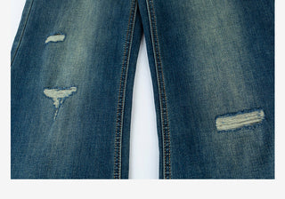 Ripped Flared Denim Shorts
