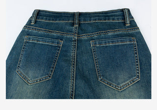 Ripped Flared Denim Shorts