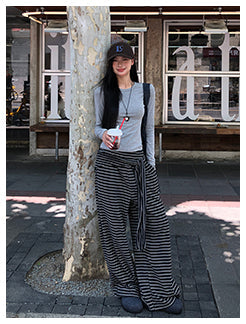 Striped Wide-Leg Pants