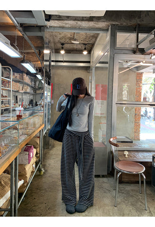 Striped Wide-Leg Pants