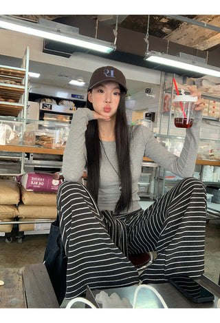 Striped Wide-Leg Pants
