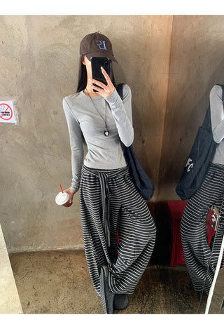 Striped Wide-Leg Pants