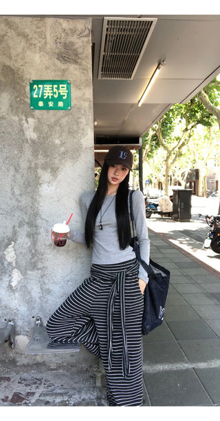 Striped Wide-Leg Pants
