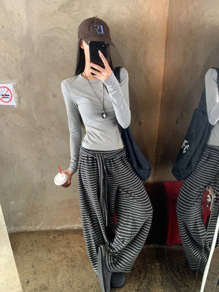 Striped Wide-Leg Pants