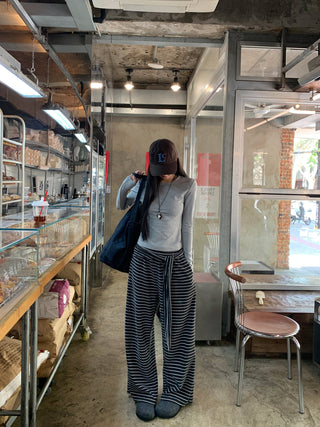 Striped Wide-Leg Pants