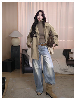 Womens High Waist Wide-Leg Jeans