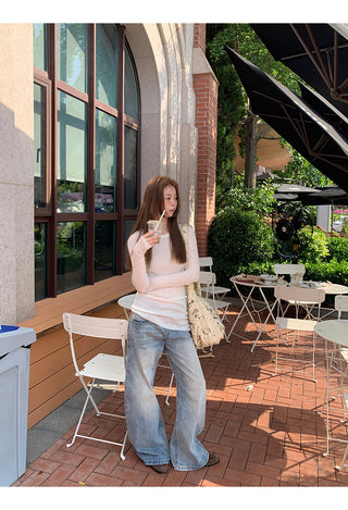 Womens High Waist Wide-Leg Jeans
