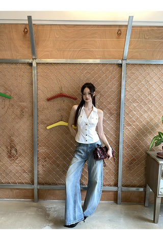 Womens High Waist Wide-Leg Jeans