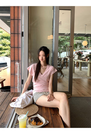 V-Neck Pink Top