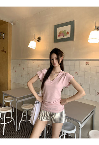 V-Neck Pink Top