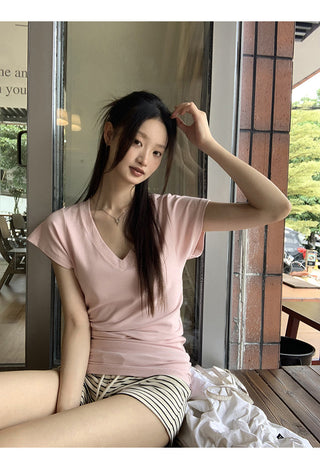 V-Neck Pink Top