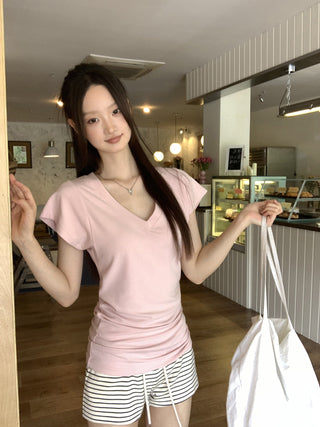 V-Neck Pink Top