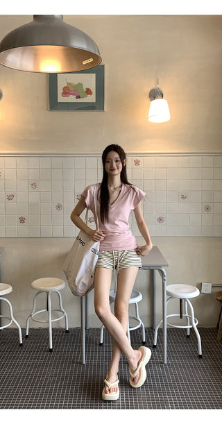 V-Neck Pink Top