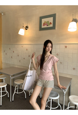 V-Neck Pink Top