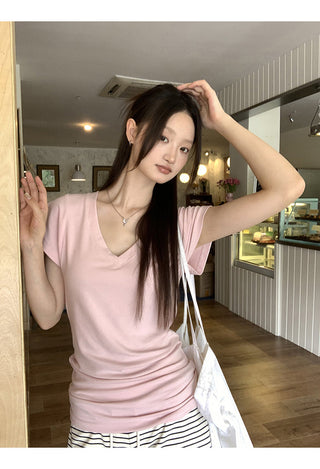 V-Neck Pink Top