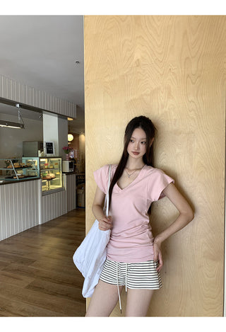 V-Neck Pink Top