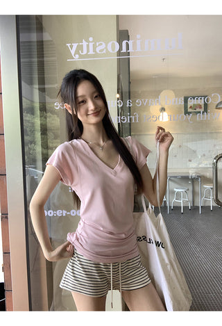 V-Neck Pink Top