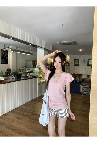 V-Neck Pink Top