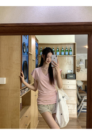 V-Neck Pink Top