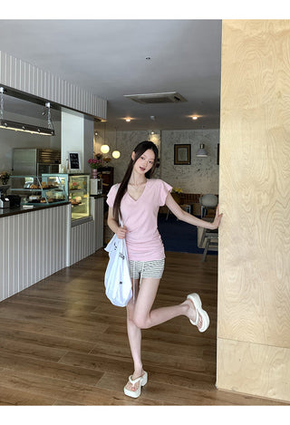 V-Neck Pink Top