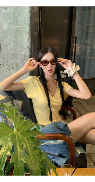 V-Neck Pink Top