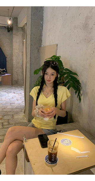 V-Neck Pink Top