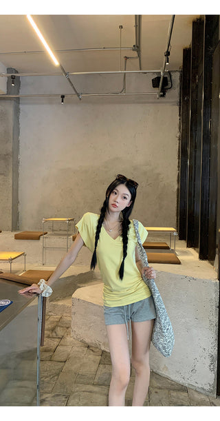 V-Neck Pink Top