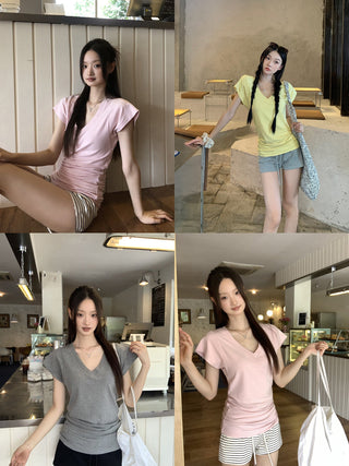 V-Neck Pink Top