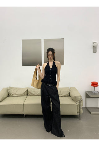 Wide-Leg Jeans Black