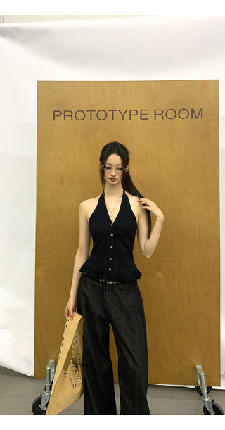 Wide-Leg Jeans Black
