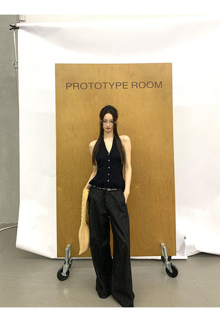 Wide-Leg Jeans Black