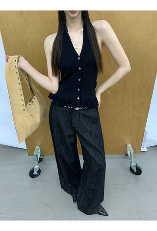 Wide-Leg Jeans Black