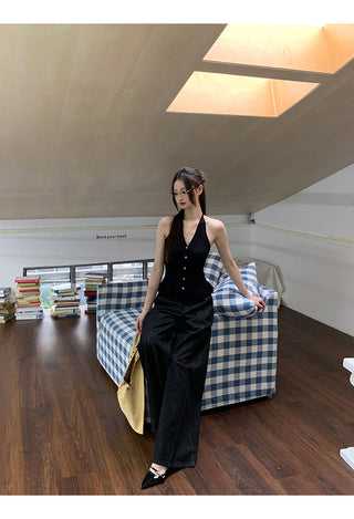 Wide-Leg Jeans Black