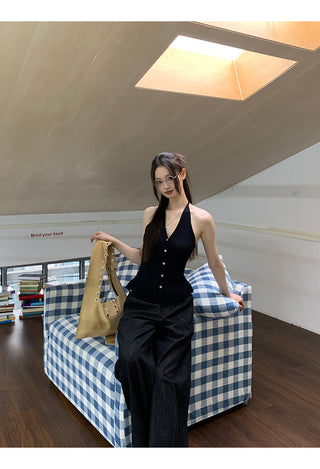 Wide-Leg Jeans Black