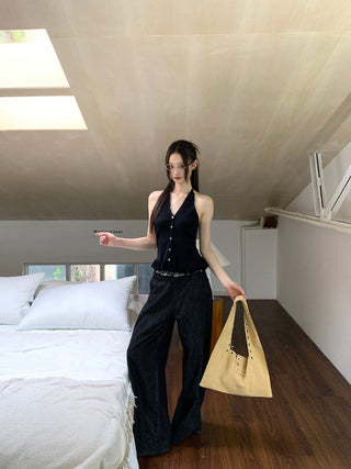 Wide-Leg Jeans Black