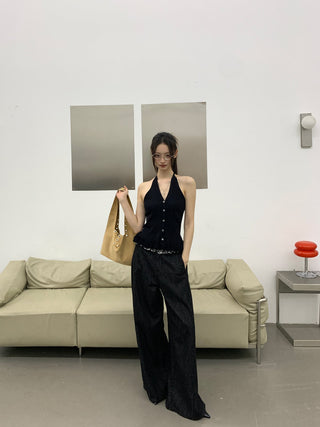 Wide-Leg Jeans Black