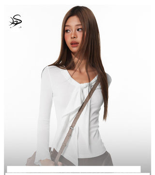 Lace-Up Flared Sleeve Top