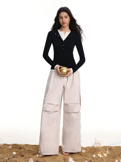 Contrast Button-Down Top