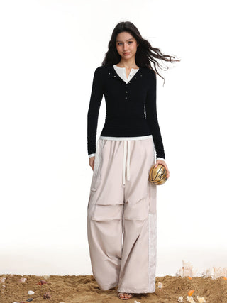 Contrast Button-Down Top