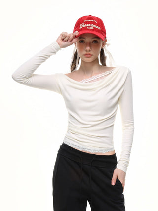 Lace Knit Swing Collar Top