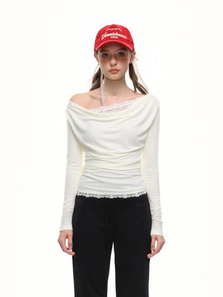 Lace Knit Swing Collar Top