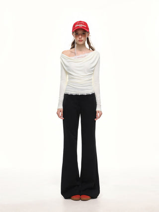 Lace Knit Swing Collar Top