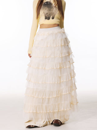 Mesh Layered A-Line Skirt