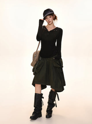 Hooded Ruffle Top