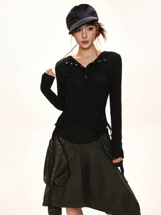 Hooded Ruffle Top