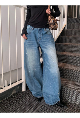 Womens Wide-Leg Jeans Blue