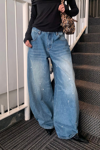 Womens Wide-Leg Jeans Blue