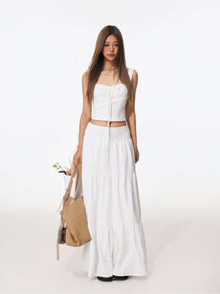 Sweet Vest Tiered Skirt Set